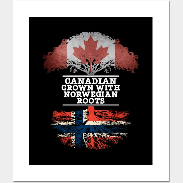 Canadian Grown With Norwegian Roots - Gift for Norwegian With Roots From Norway Wall Art by Country Flags